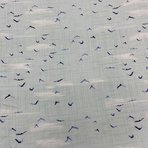 Tecido Viscose Estampada Digital Pássaros Azuis